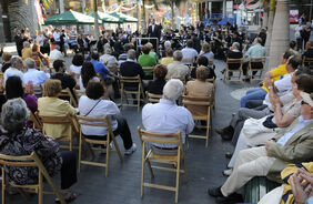 Detalle de una actuación anterior de la Banda Sinfónica de Tenerife en la plaza de la Candelaria.