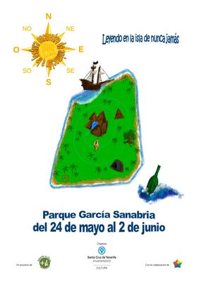 Cartel promocional de las actividades de animación a la lectura que se desarrollarán, del 24 de mayo al 2 de junio, en el parque García Sanabria.