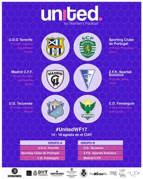 Cartel promocional del Torneo Internacional de Fútbol Femenino United by Women's Football.