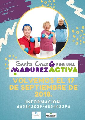 Cartel promocional del programa 'Por una madurez activa', que retornará el próximo 17 de septiembre en los cinco distritos de manera gratuita.