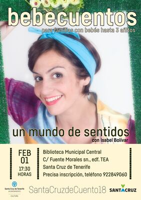 Cartel promocional de la sesión de Bebecuentos de esta semana, que se desarrollará este jueves en la Biblioteca Municipal Central del TEA-Tenerife Espacio de las Artes.