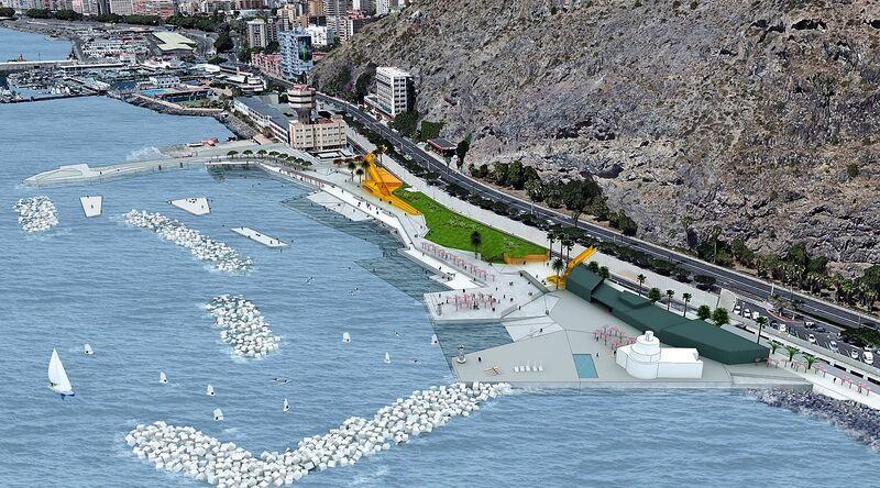 Simulación de vista aérea del proyecto de playa de Valleseco