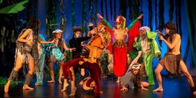 Detalle de una representación del musical infantil 'El libro de la selva', que tendrá una doble función este miércoles, día 4, en el Teatro Guimerá.