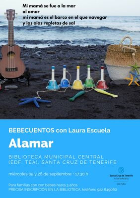 Cartel promocional de la sesión 'Alamar', que se desarrollará este miércoles en la Biblioteca Municipal Central dentro del ciclo Bebecuentos.