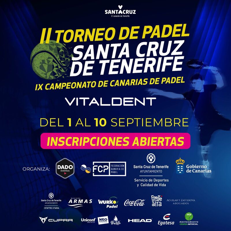 Se abren las inscripciones del 'Trofeo Ciudad de Santa Cruz de Tenerife', el IX Campeonato de Canarias Absoluto de Pádel