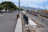 Detalle del estado de la obra para crear un nuevo acceso a los aparcamientos de la avenida Marítima, a la altura del cuartel de San Carlos.