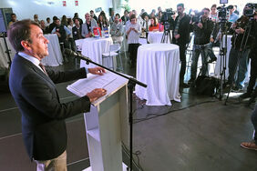 El alcalde, hoy durante la apertura del Networking Turístico de Santa Cruz