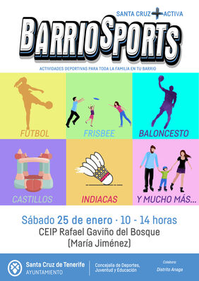 El Ayuntamiento de Santa Cruz celebra una nueva edición de BarrioSports mañana sábado en María Jiménez