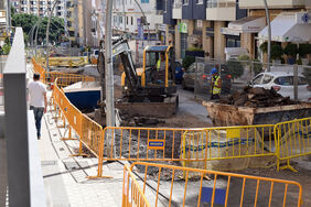 Detalle del estado de las obras de la calle Méndez Núñez el pasado mes de junio.