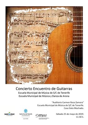 Cartel promocional del encuentro de guitarras que tendrá lugar este sábado en la Escuela Municipal de Música.