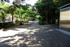 Aspecto de uno de los sectores del parque con paseos de madera