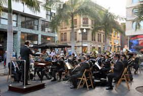 Detalle de un concierto anterior de la Banda Sinfónica en la plaza de la Candelaria.