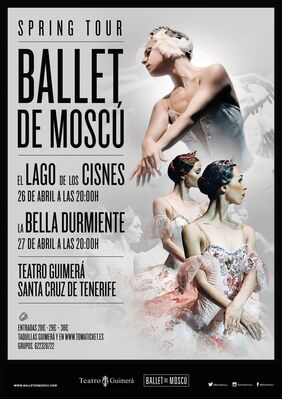 Cartel promocional de la gira que realizará esta semana el Ballet de Moscú en Santa Cruz.