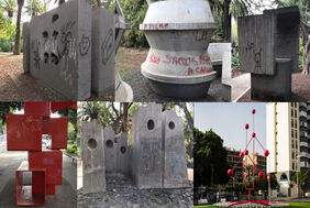 El Ayuntamiento de Santa Cruz limpia y repara seis esculturas de las exposiciones internacionales de la calle