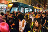 Detalle del servicio del tranvía durante el primer fin de semana del Carnaval de Santa Cruz.