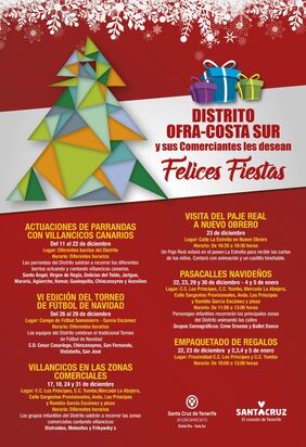 Cartel promocional de las actividades navideñas del Distrito Ofra-Costa Sur.