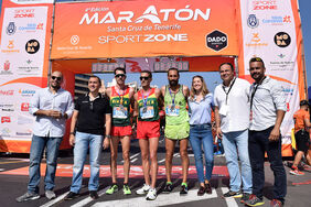 Los vencedores de la prueba masculina de 10 kilómetros del último Maratón de Santa Cruz de Tenerife.