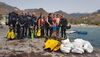 Imagen del grupo de buceadores voluntarios que desarrolló la acción de limpieza del fondo marino en la playa de Las Teresitas.